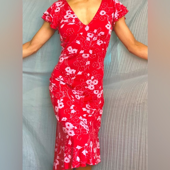 Banana Republic Red and White flowered Maxi dress - Picture 1 of 3